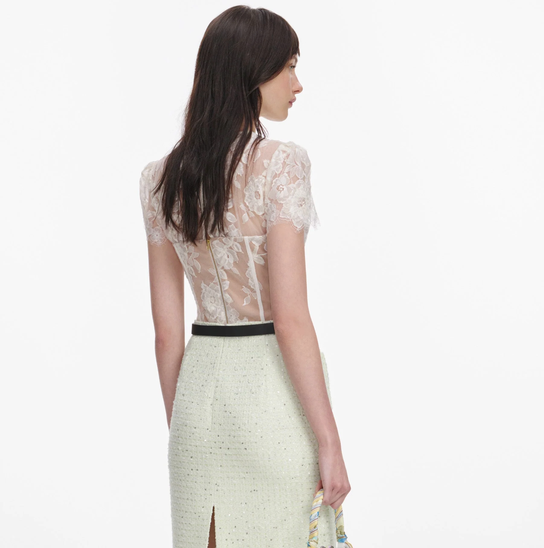 Self Portrait Sequin Lace Top