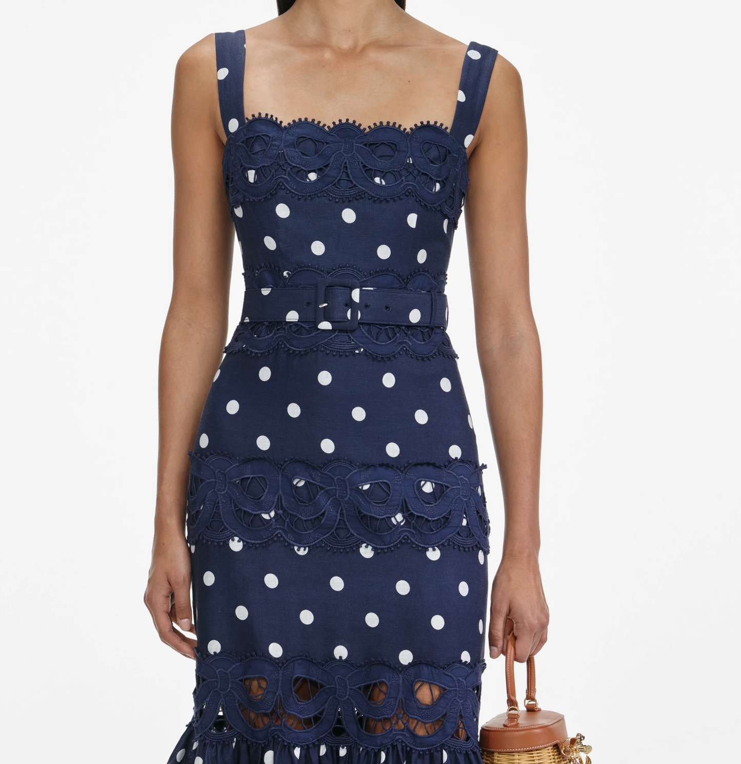 Self Portrait Linen Dot Dress