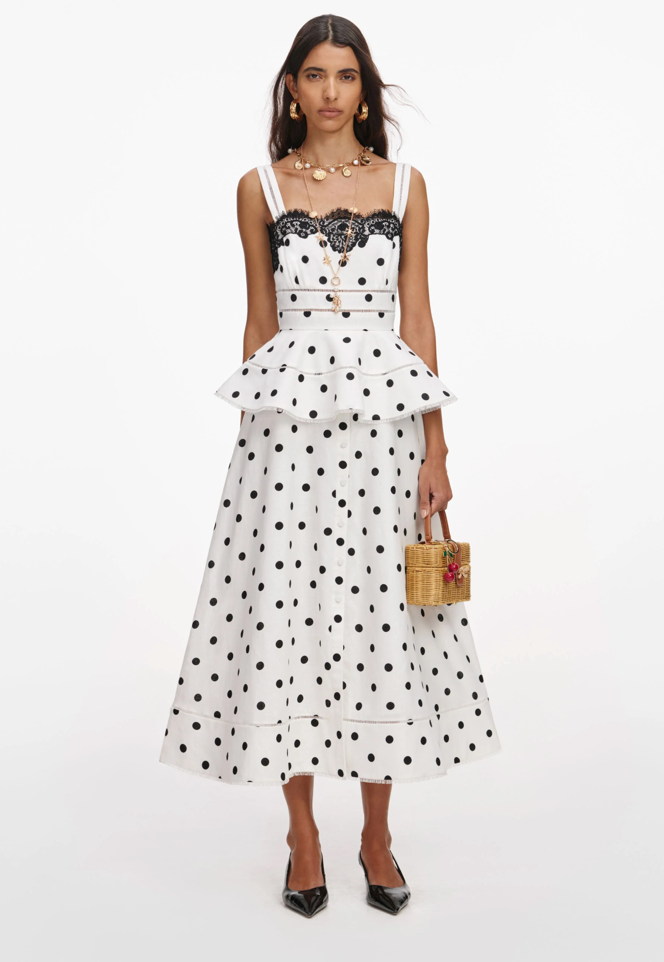 Self Portrait Peplum Linen Dress