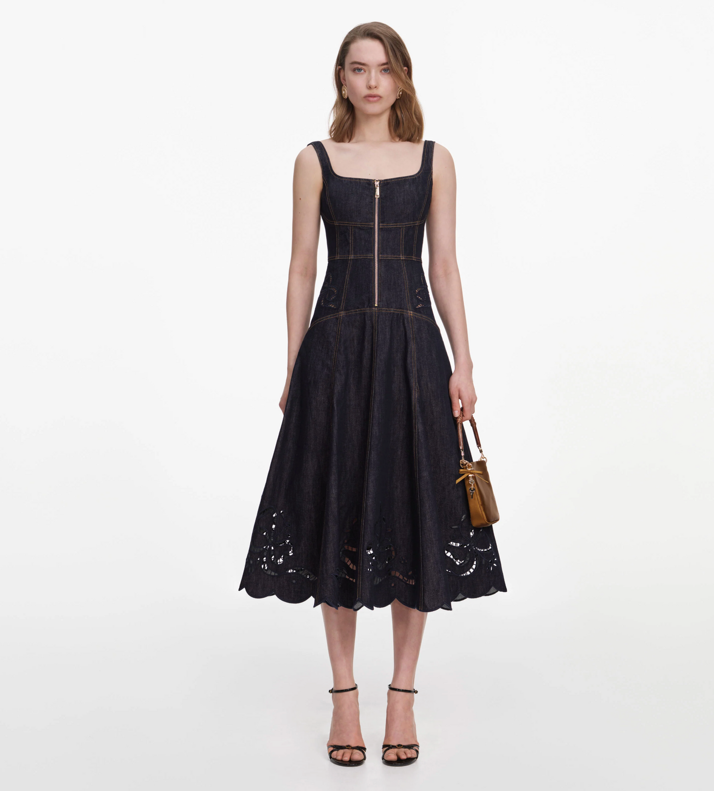 Self Portrait Denim Bow Midi