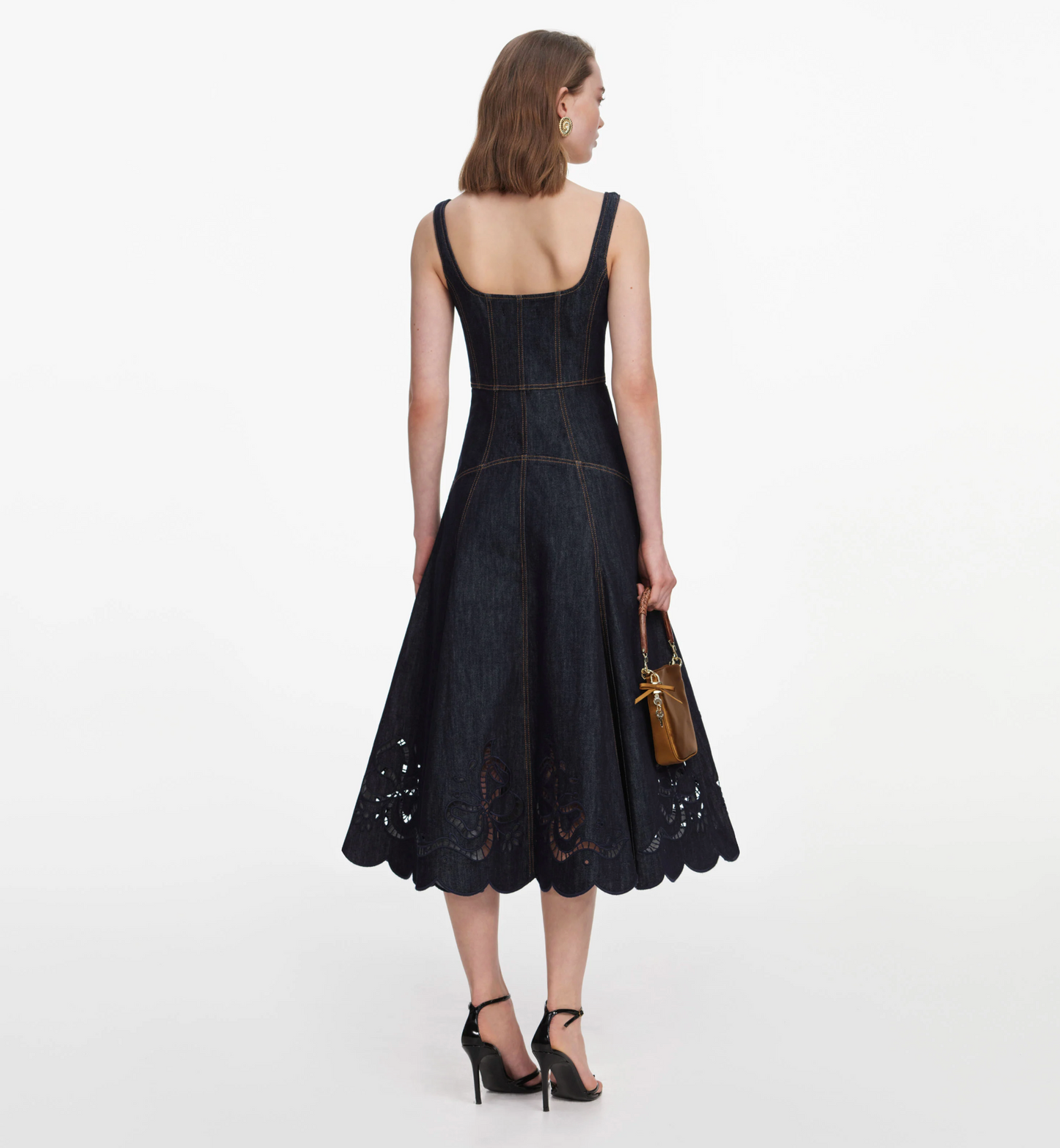 Self Portrait Denim Bow Midi