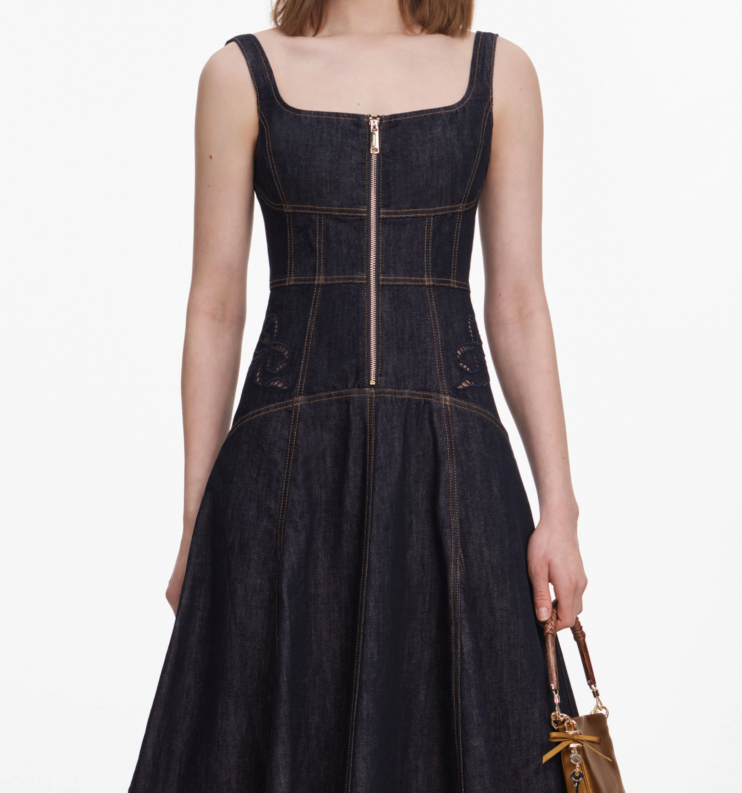 Self Portrait Denim Bow Midi