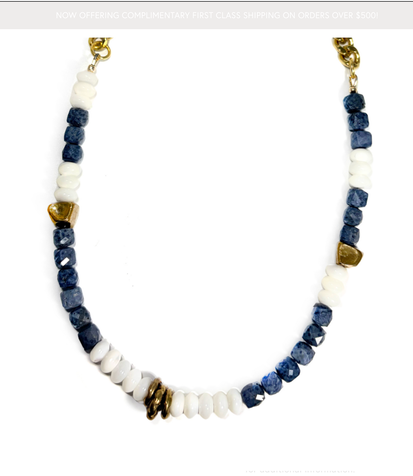 Rachel Nathan Blue Sponge Coral & Mother of Pearl Necklace