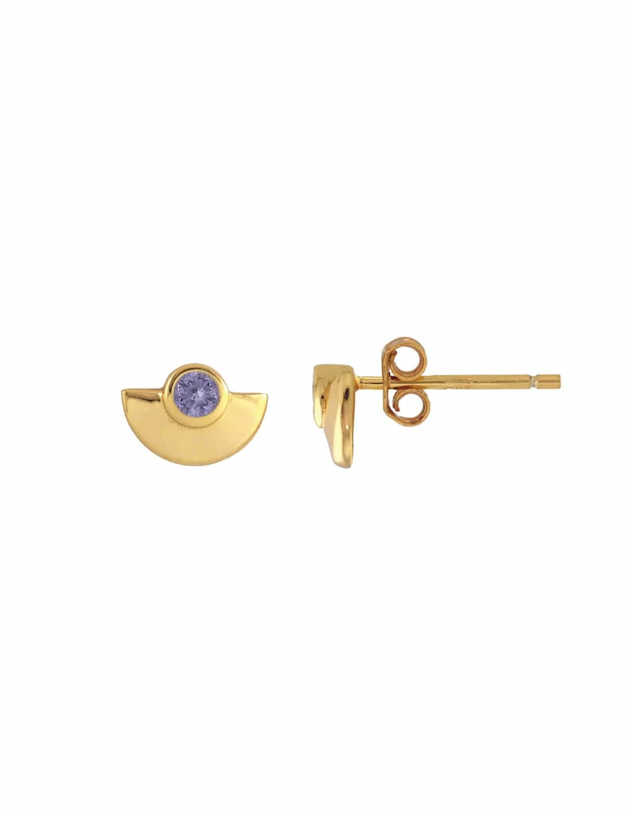 Kris Nations Half Moon Crystal Stud Earring