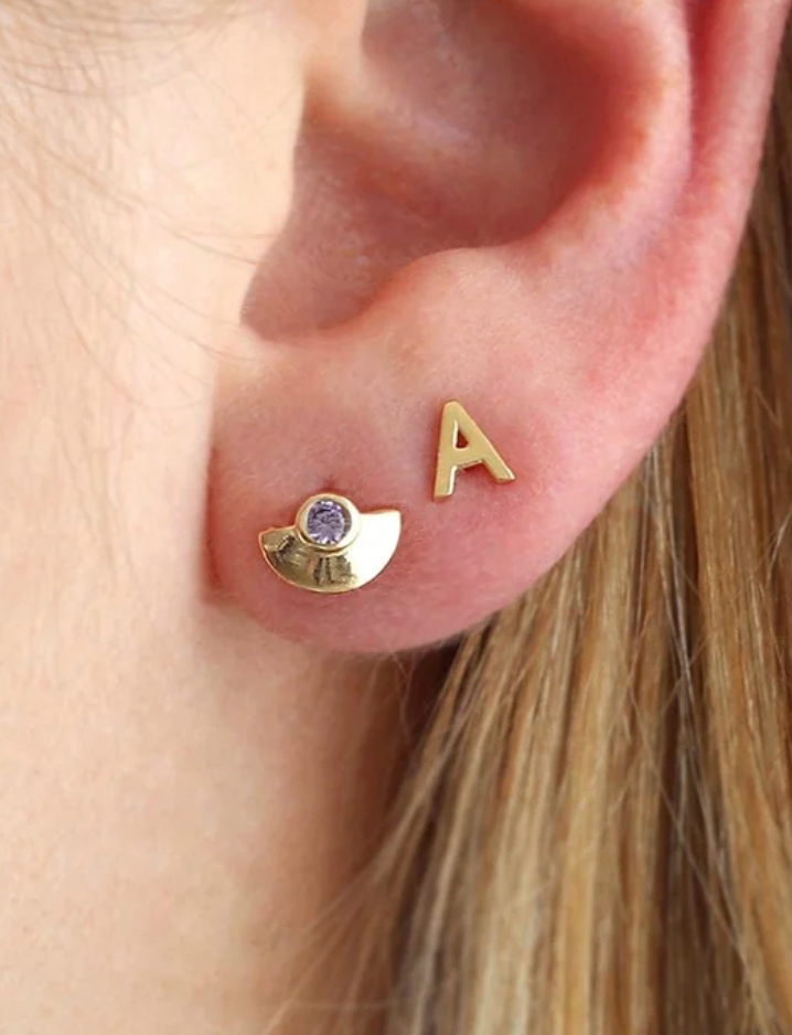Kris Nations Half Moon Crystal Stud Earring