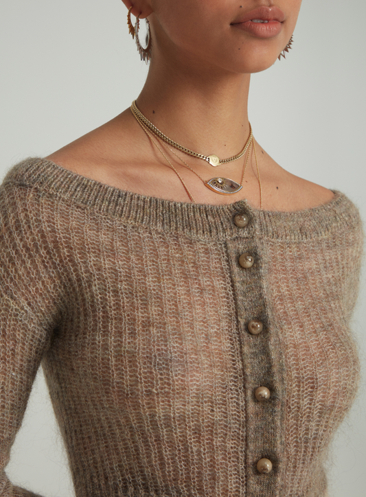 Saloni Crop Off-Shoulder Cardi
