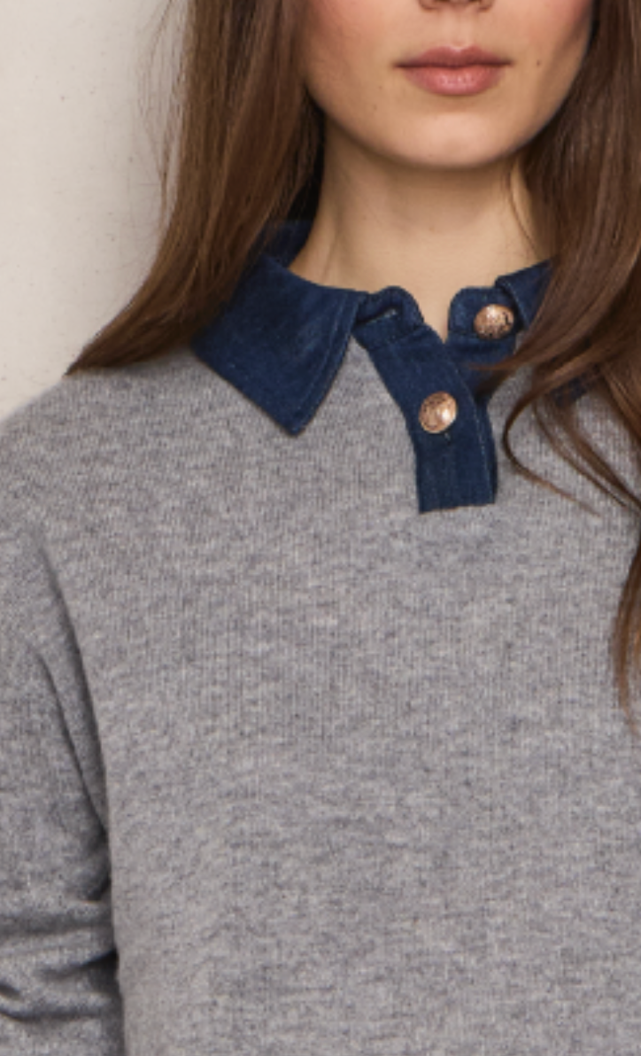 Lafata Denim Trim Sweater