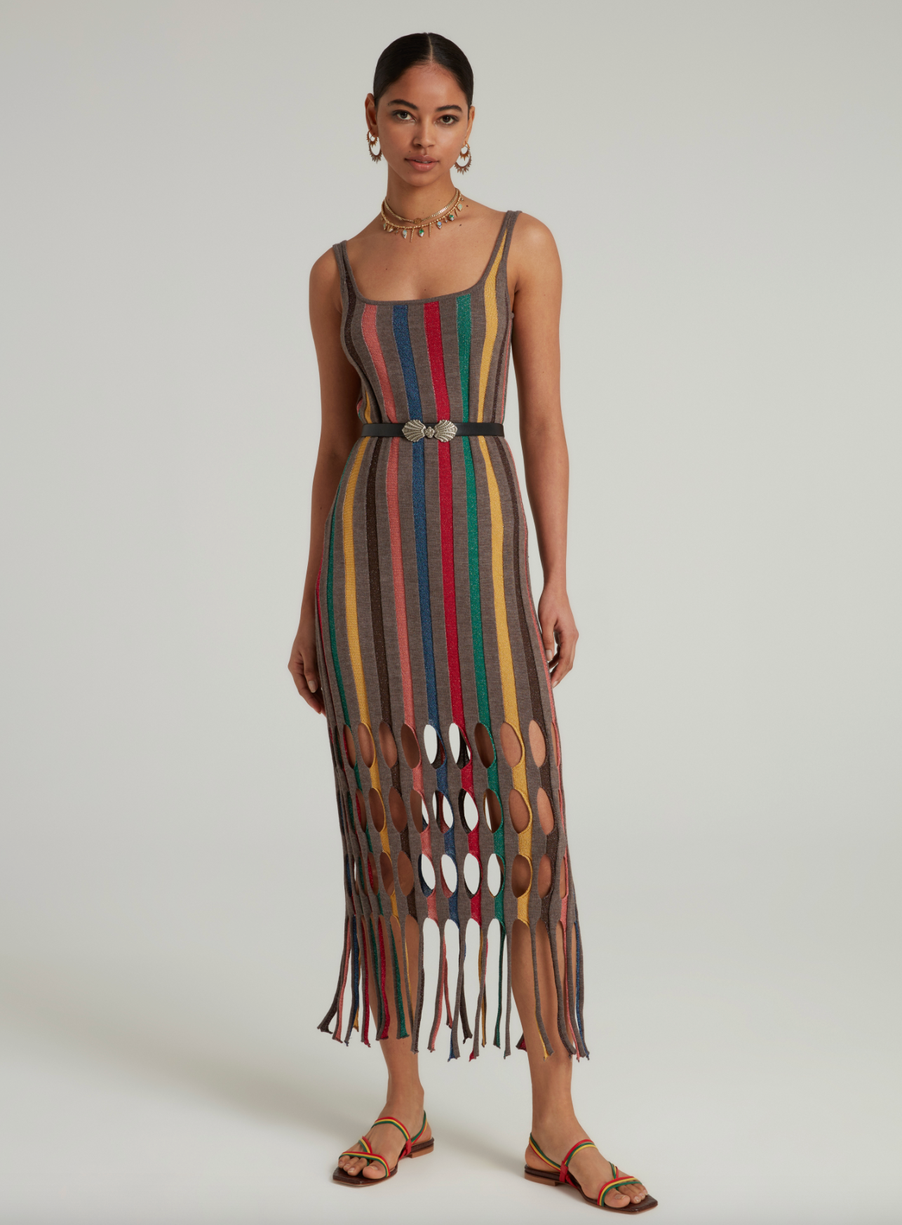 Saloni Stripe Cutout Dress