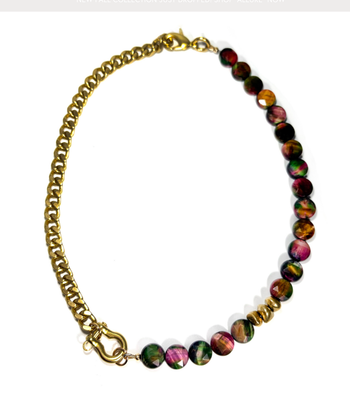 Rachel Nathan Shackle Single: Rainbow Tiger's Eye Coin