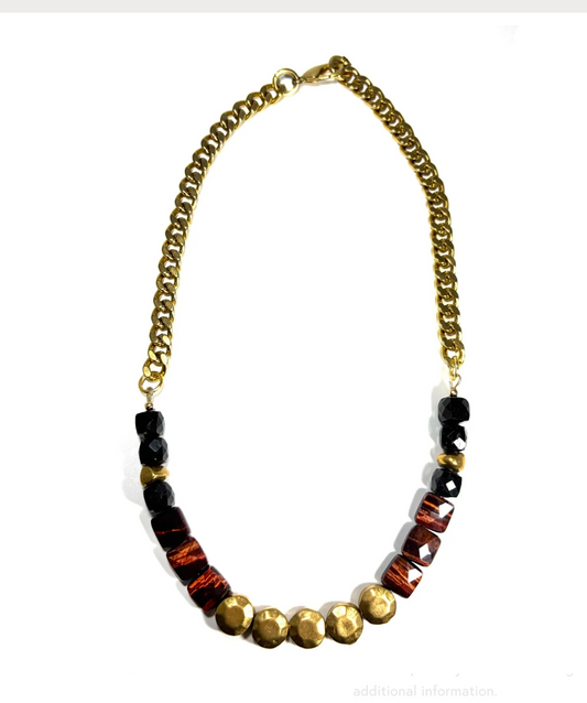 Rachel Nathan Red Tiger's Eye & Brass Sand Dollar