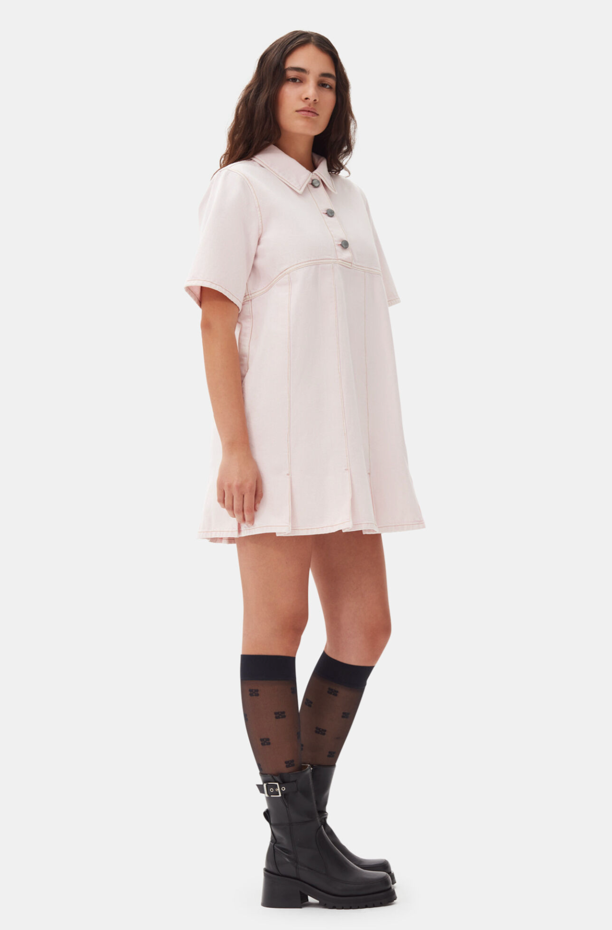 ganni デニムミニワンピース GANNI denim mini dress Tint Wash Tint Denim Mini Dress | GANNI US