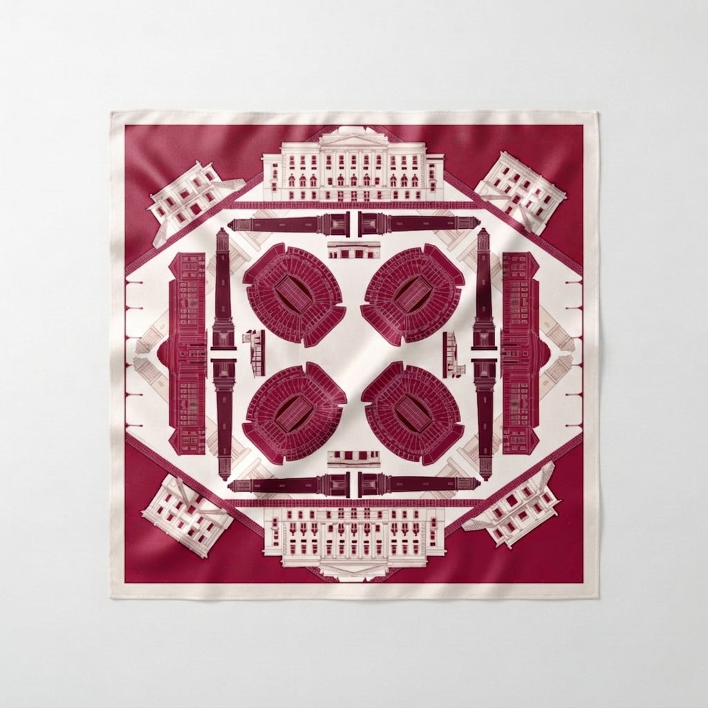 The Clearly Collective Tuscaloosa Scarf in Crimson, full studio view