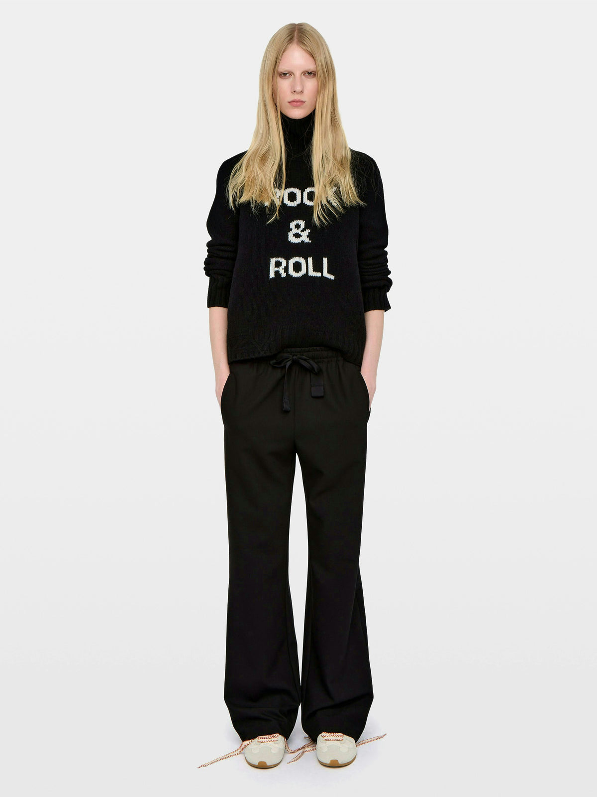 Zadig & Voltaire Poma Pants in black, shown on model, front view