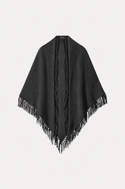 MR Cashmere Fringe Shawl - Black