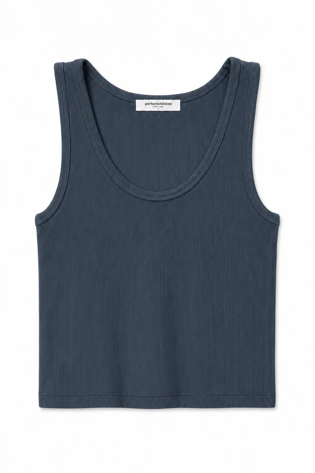 perfectwhitetee Blondie rib tank in Turbulence, product view