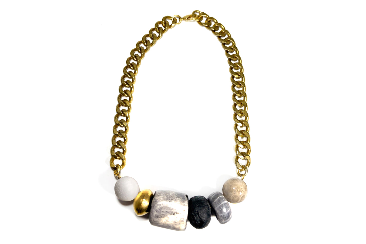 Rachel Nathan Big Beaded: Coral & Bone necklace, alternate full view