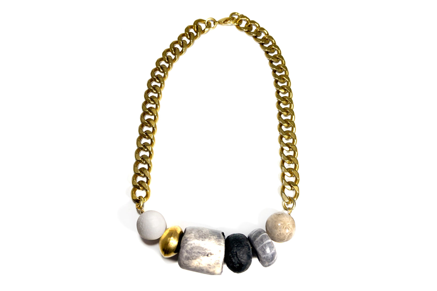 Rachel Nathan Big Beaded: Coral & Bone necklace, alternate full view