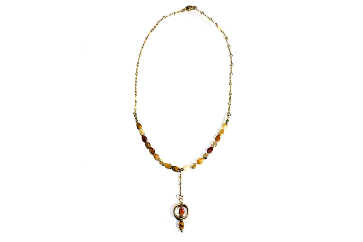 Rachel Nathan Crazy Lace Agate Pear Shape Y necklace, alternate full view