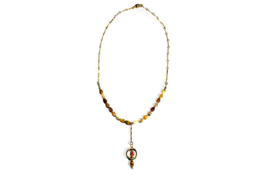 Rachel Nathan Crazy Lace Agate Pear Shape Y necklace, alternate full view