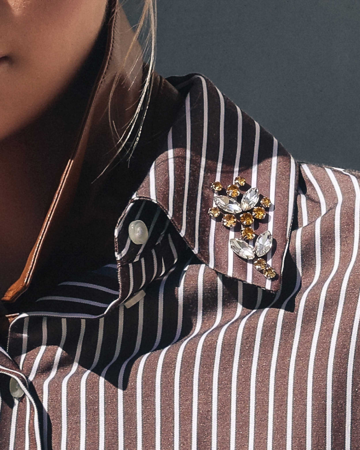 Theo Echo Crystal Collar Shirt in Huckleberry, alternate view
