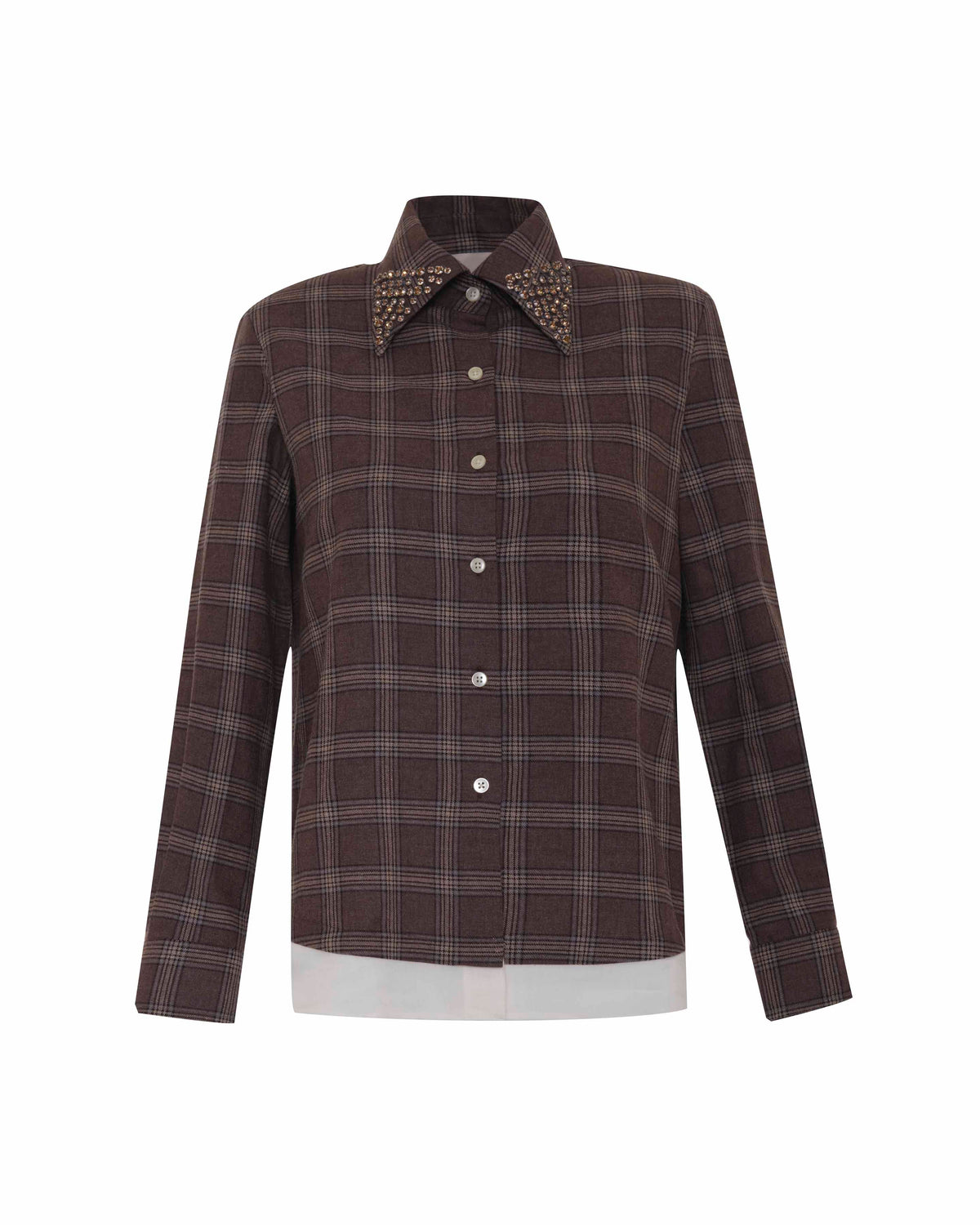 Theo Europa Beaded Collar Shirt in Huckleberry, additional view