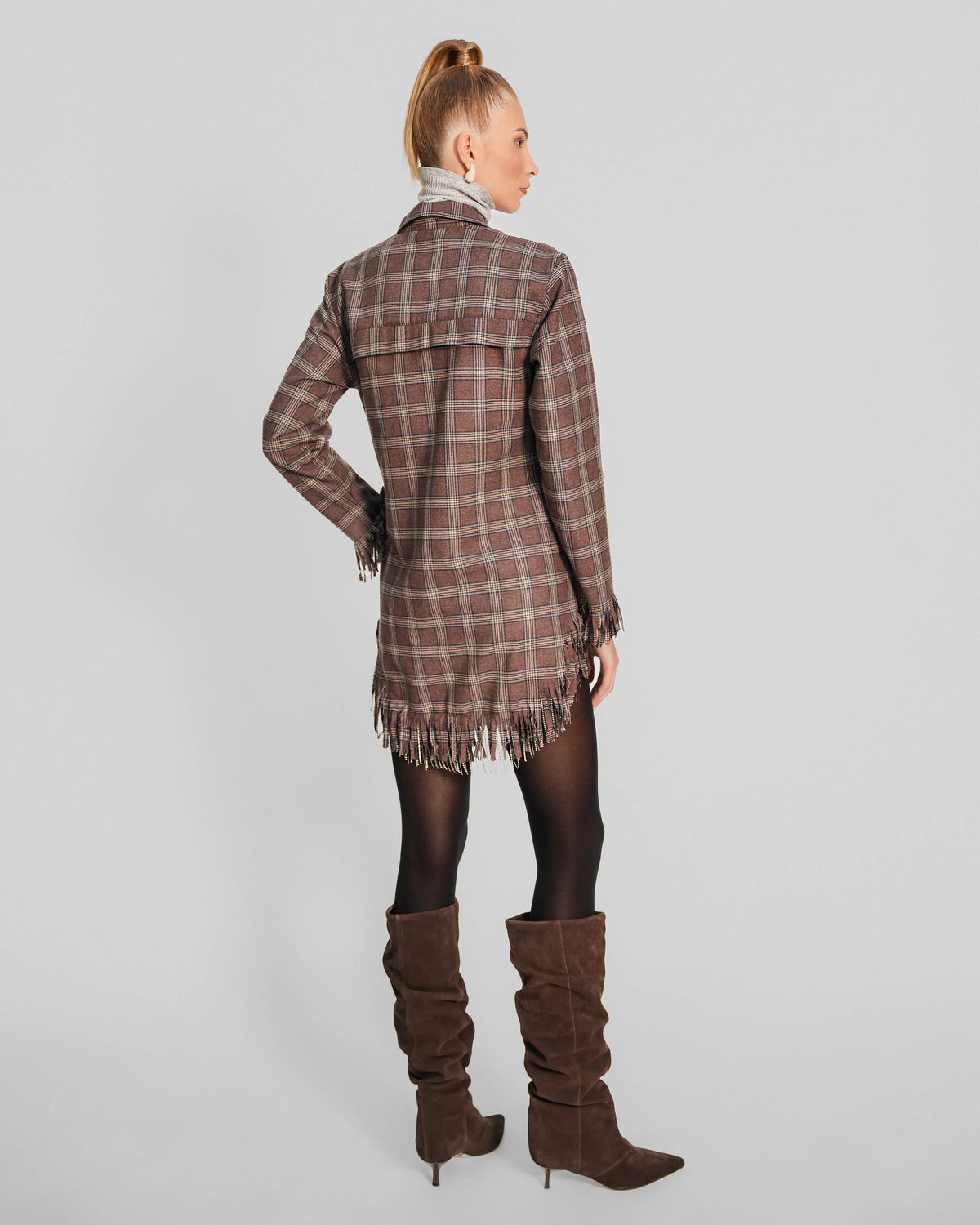Theo Europa Crystal Fringe Shirtdress in Huckleberry, alternate view