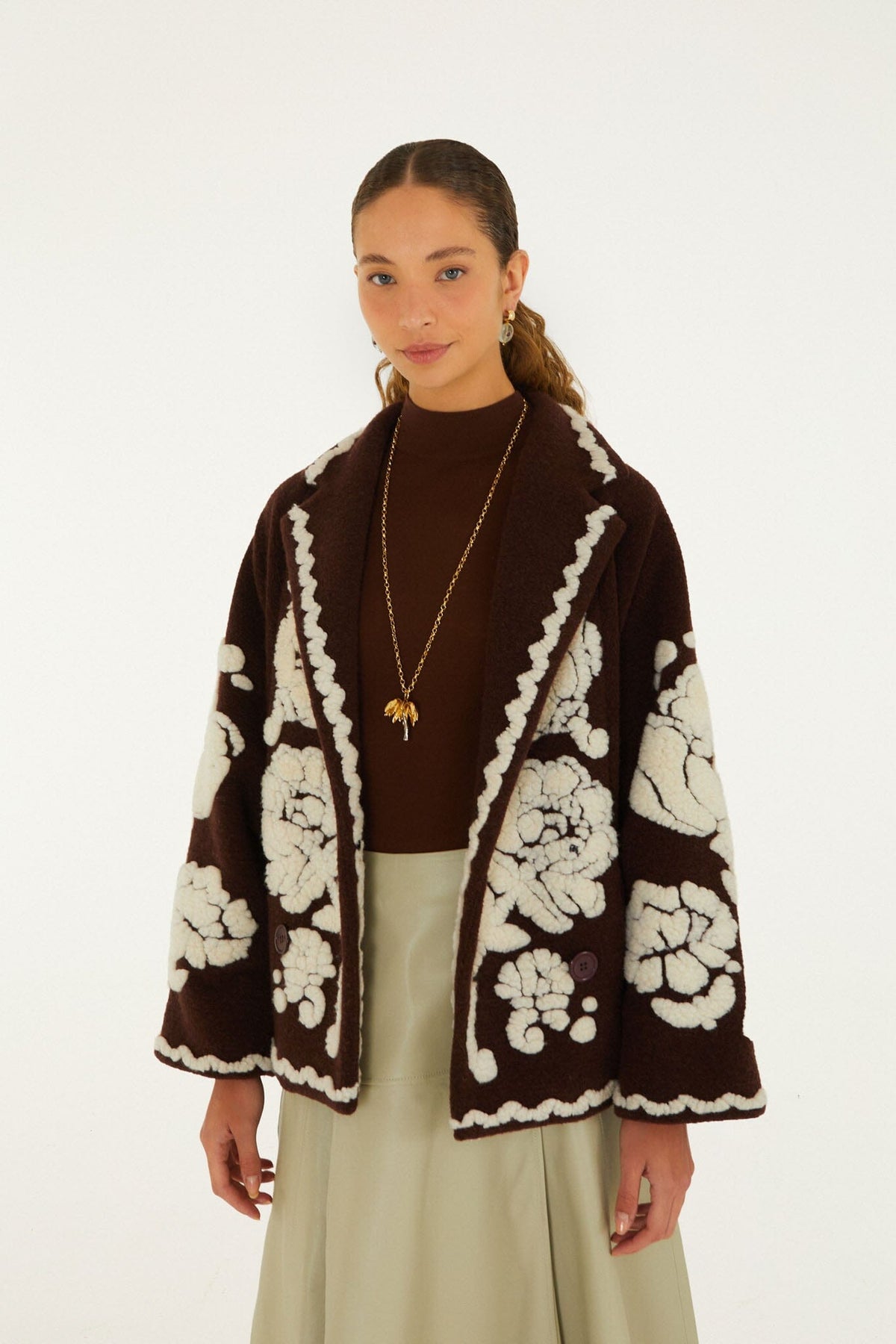 Farm Rio Flowers Fleece Coat