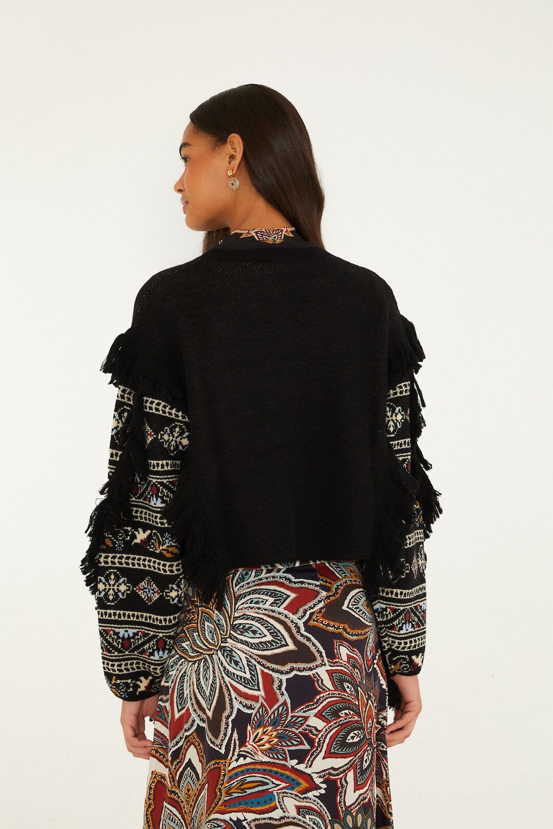 Farm Rio Love Paisley Fringe Sweater