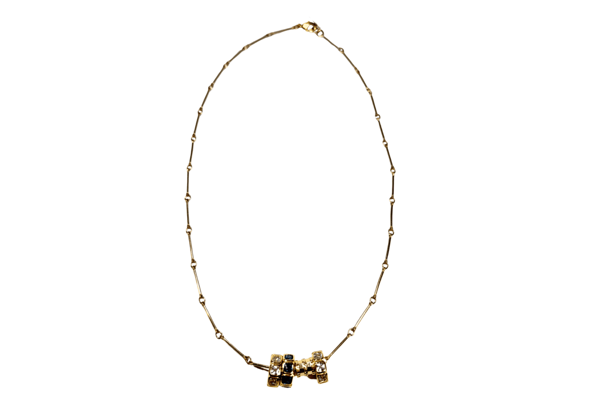 Rachel Nathan Crystal Rondelles on Bar Chain necklace, alternate full view