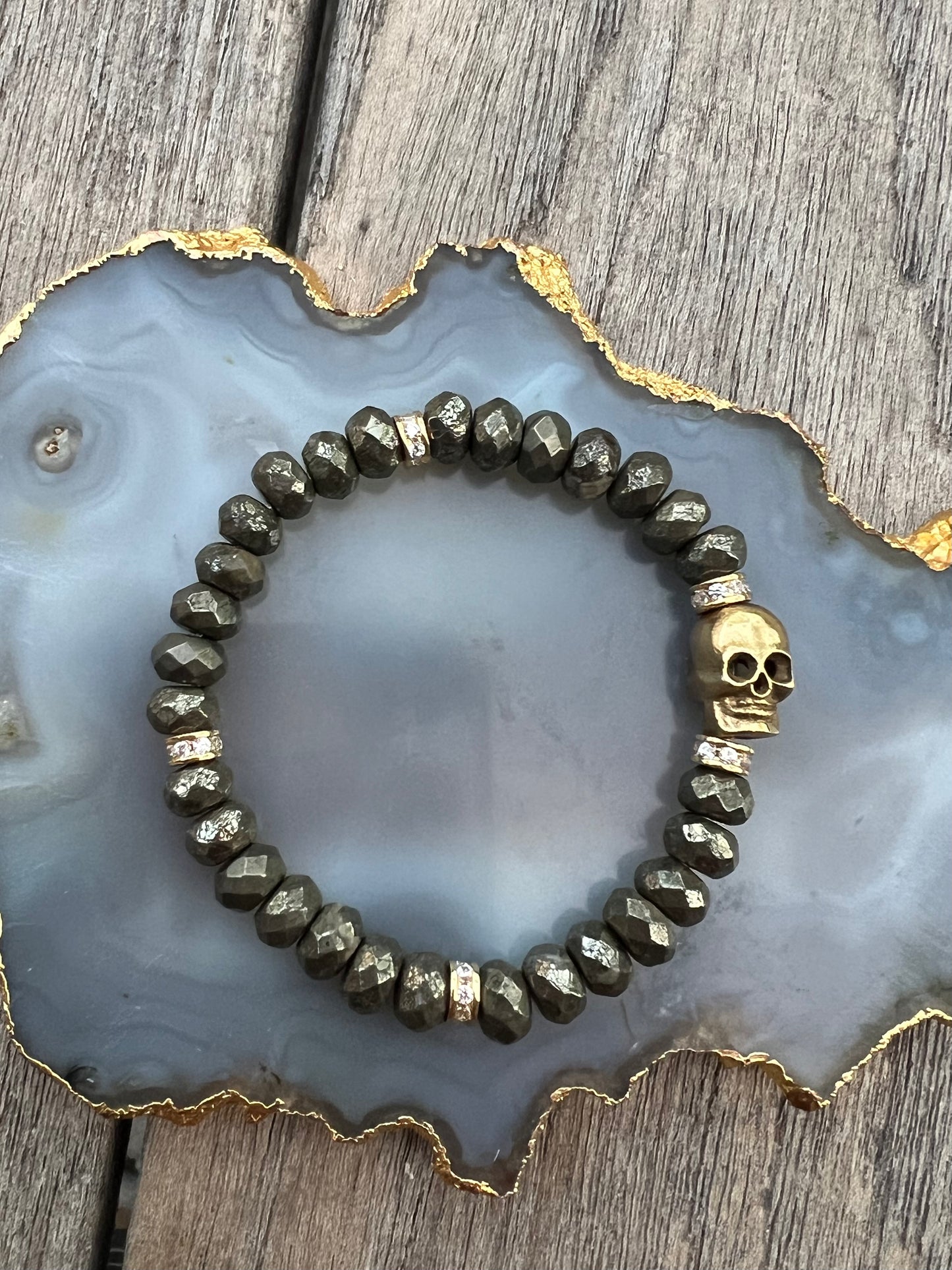 Ruby & Violet Pyrite Skull Bracelet