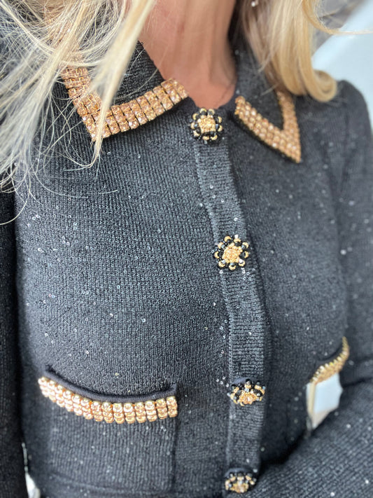 self-portrait Gold Diamante Cardigan