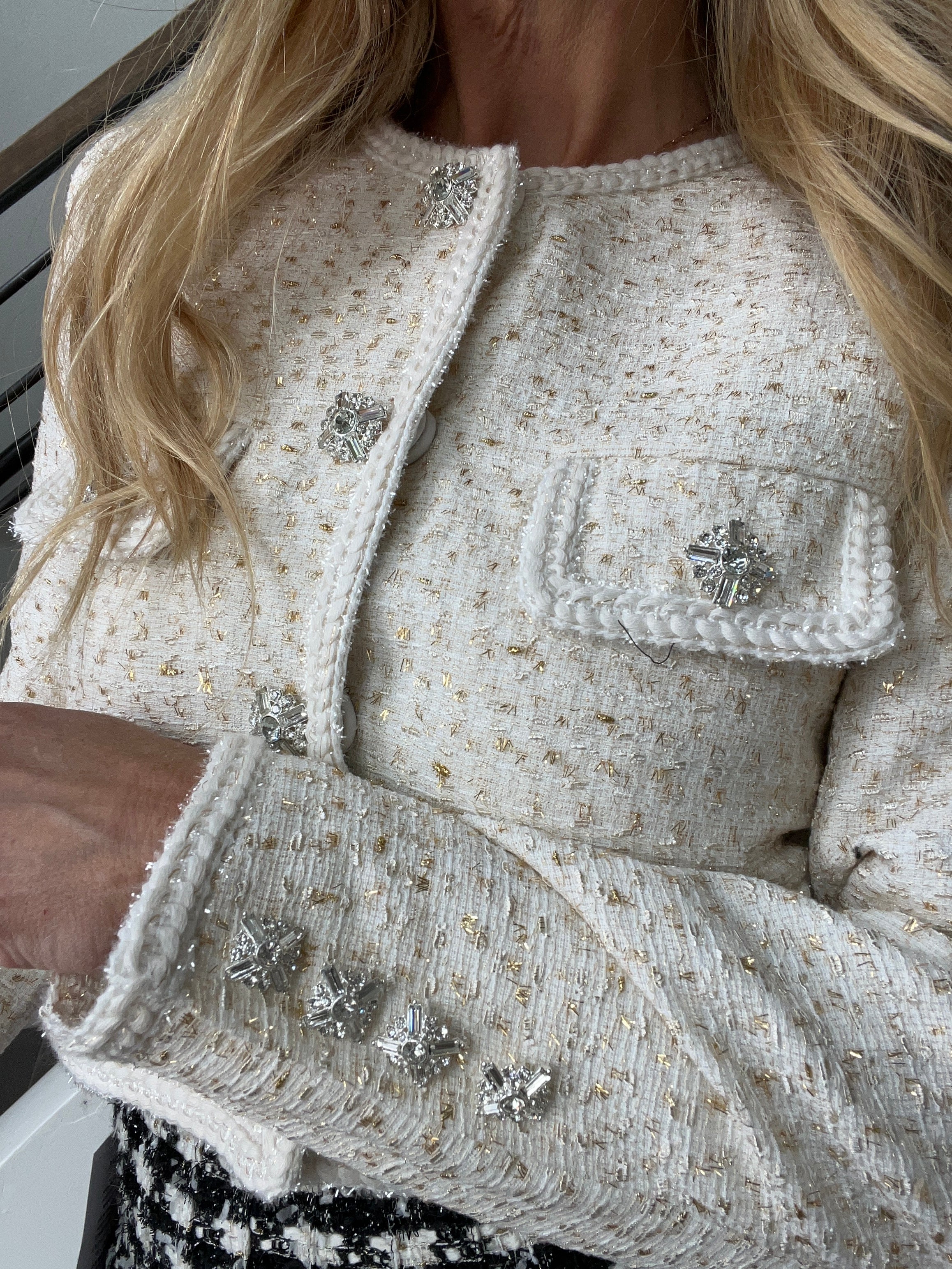 Cream on sale boucle jacket