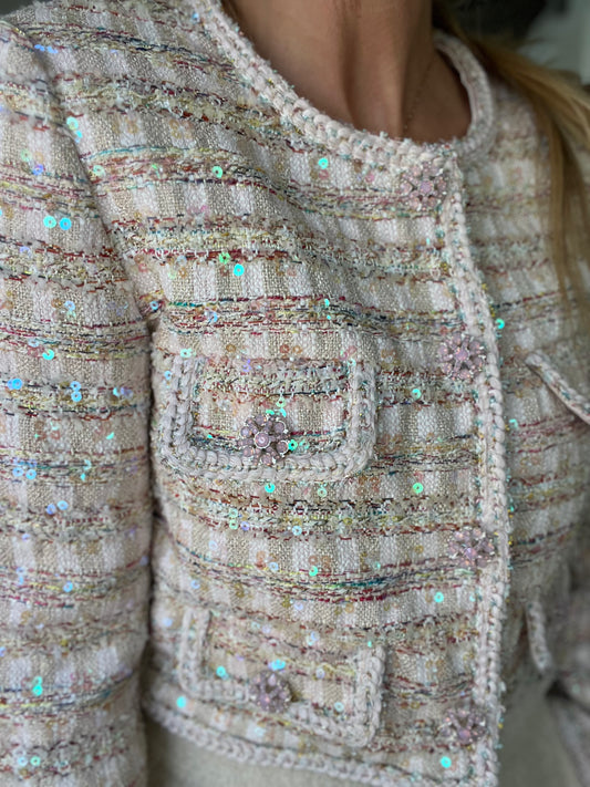 self-portrait Sequin Boucle Jacket