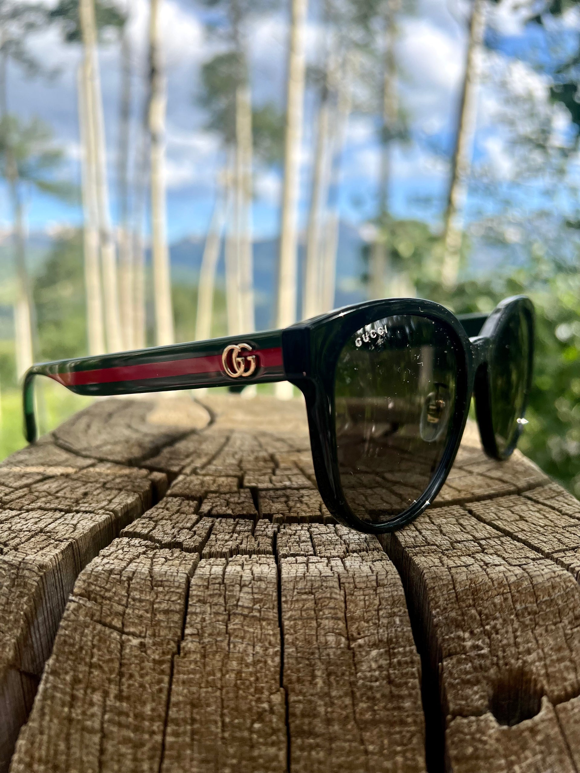 GG Black w/Striped Arm Sunglasses – Two Skirts