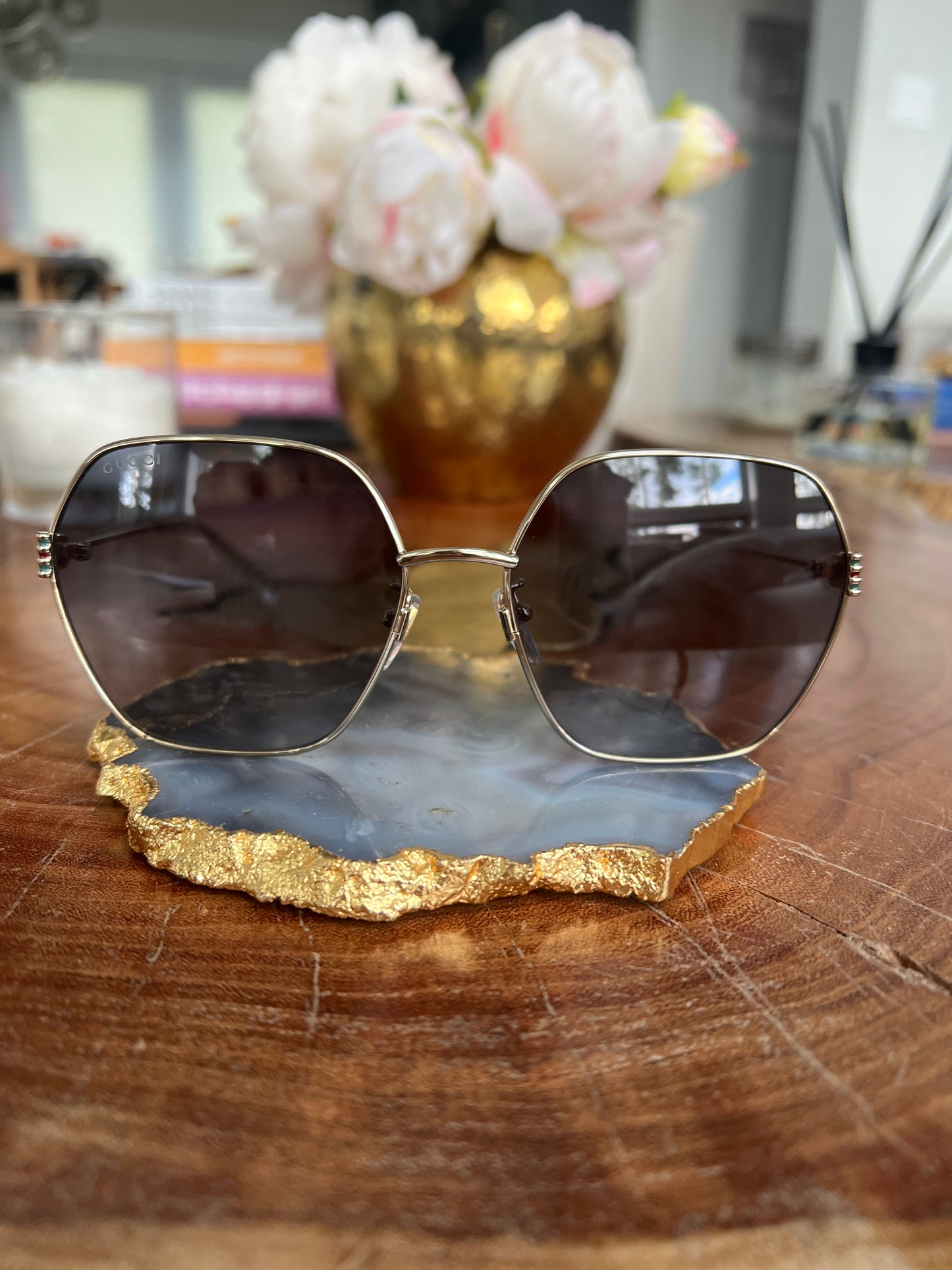 GG Gold Hexagon Sunglasses