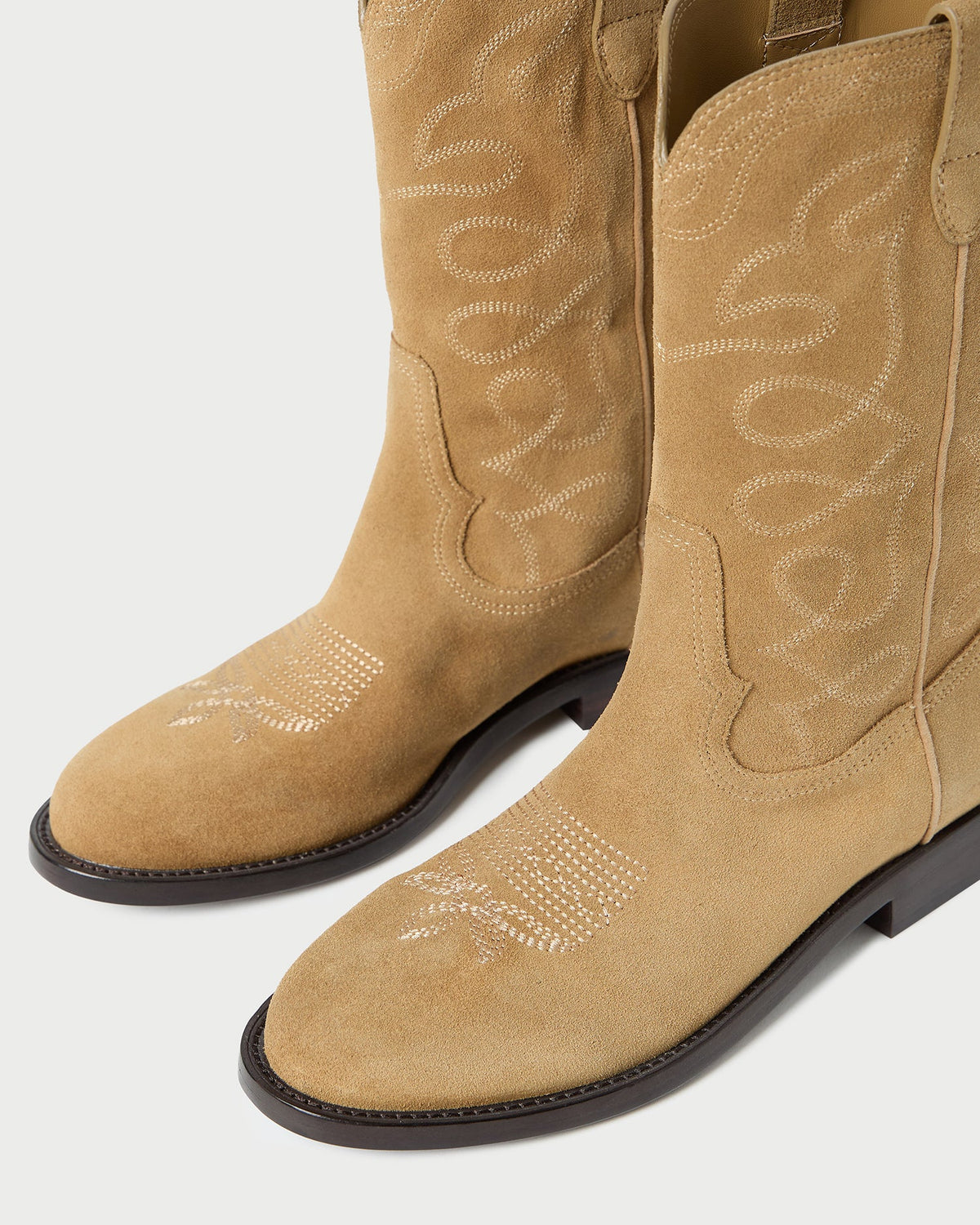 Loeffler Randall Jett Western Calf Boot in Sand suede, alternate view