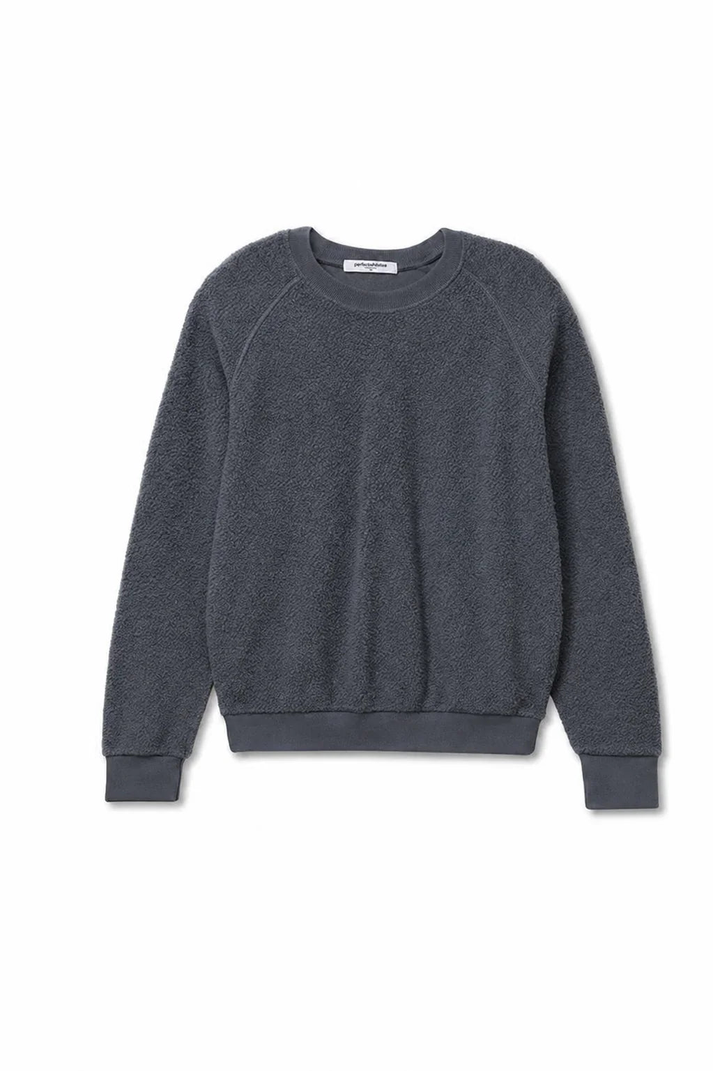 perfectwhitetee Ziggy inside out fleece sweatshirt in Turbulence, product view