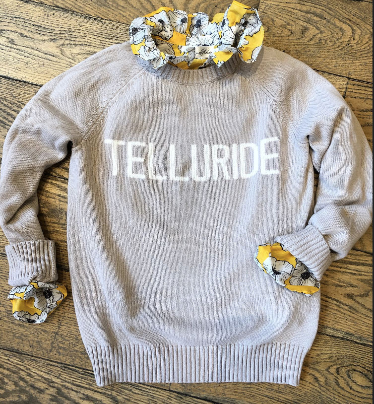 E&I Telluride Taupe/White Sweater