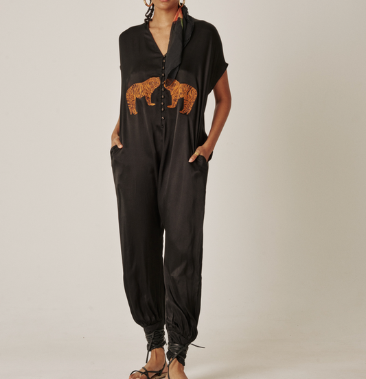 Carolina K Sera Blk Tiger Jumpsuit