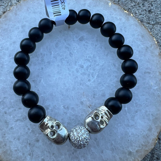 Ruby & Violet Blk Onyx 2 Silver Skulls