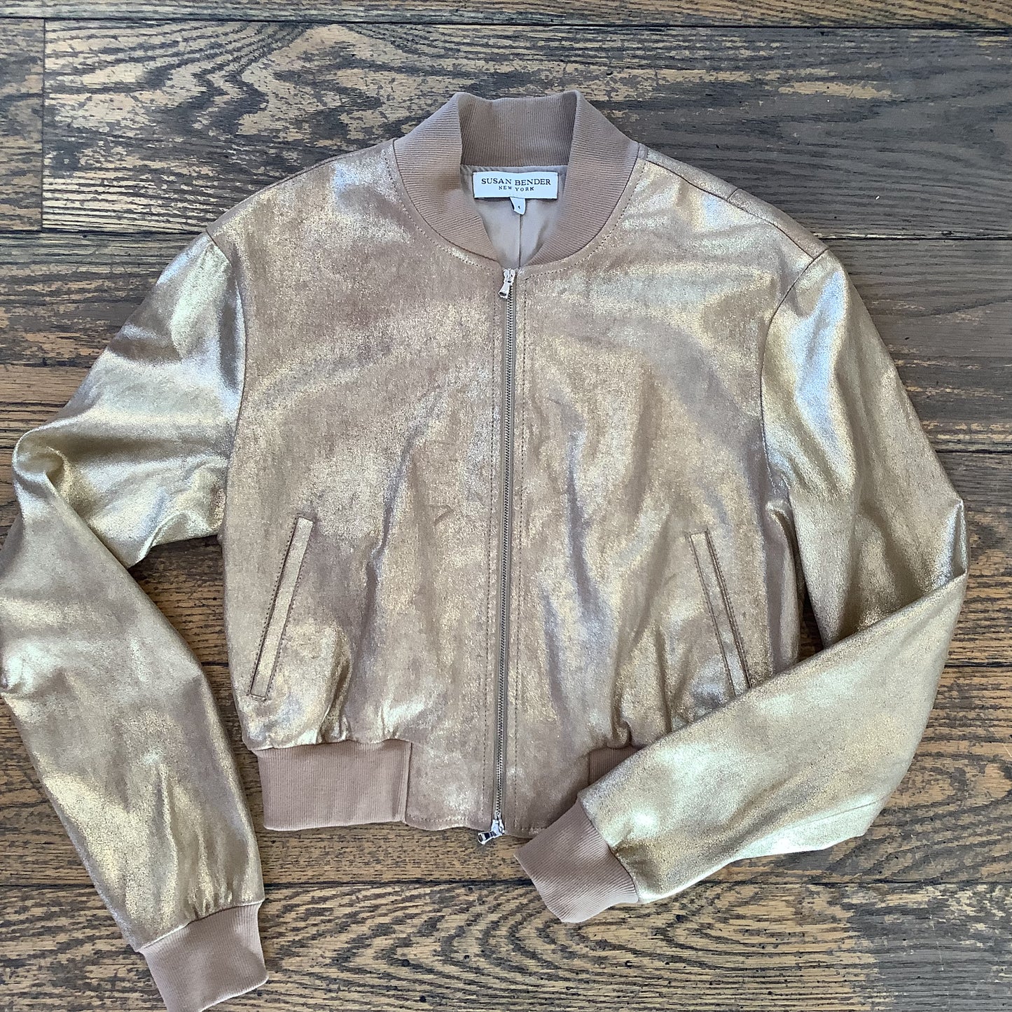 Susan Bender L/S Stretch Leather Bomber