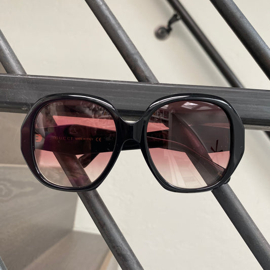 Gucci Large Black w/Rose Lens Sunglasses