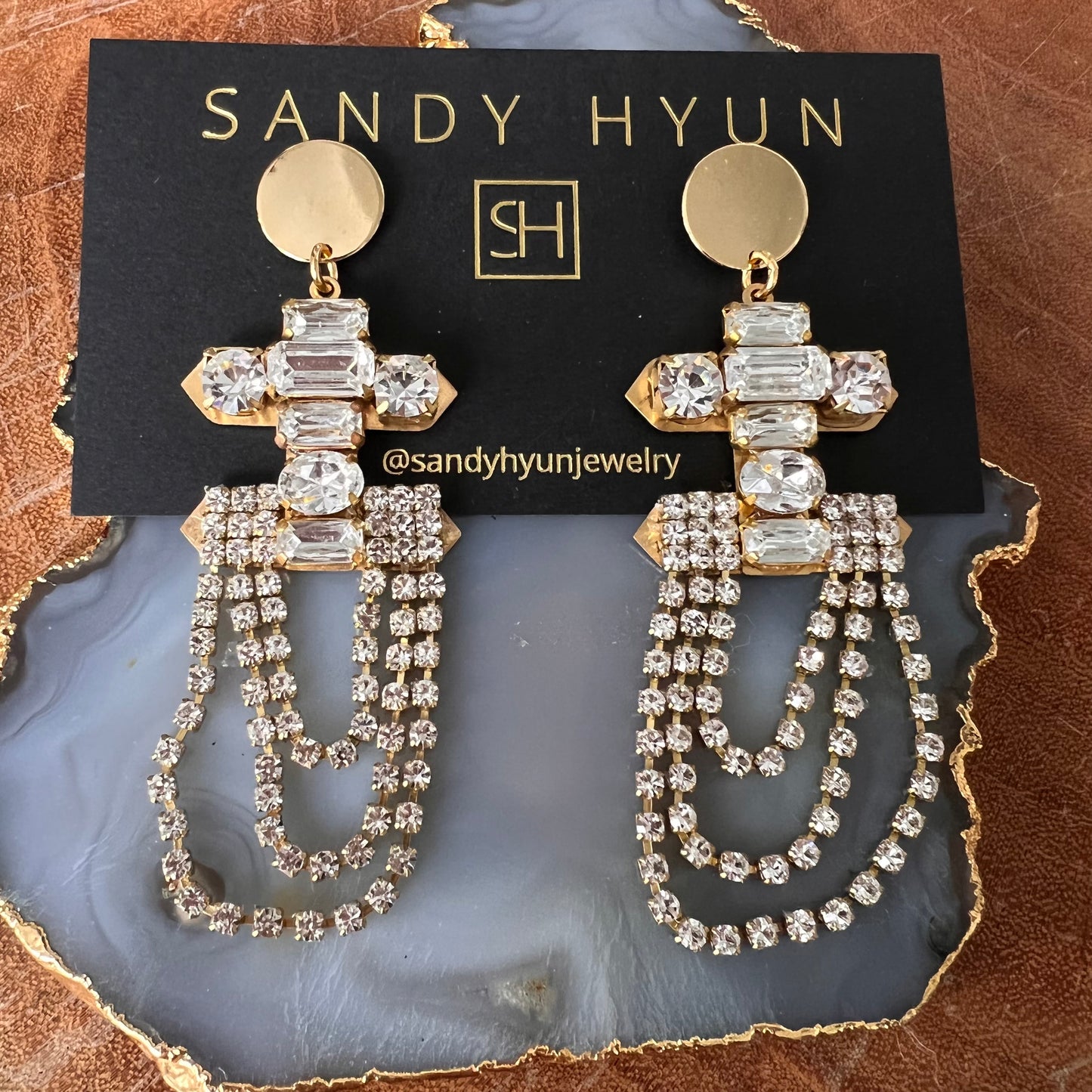 Sandy Hyun Cross Drop Earring
