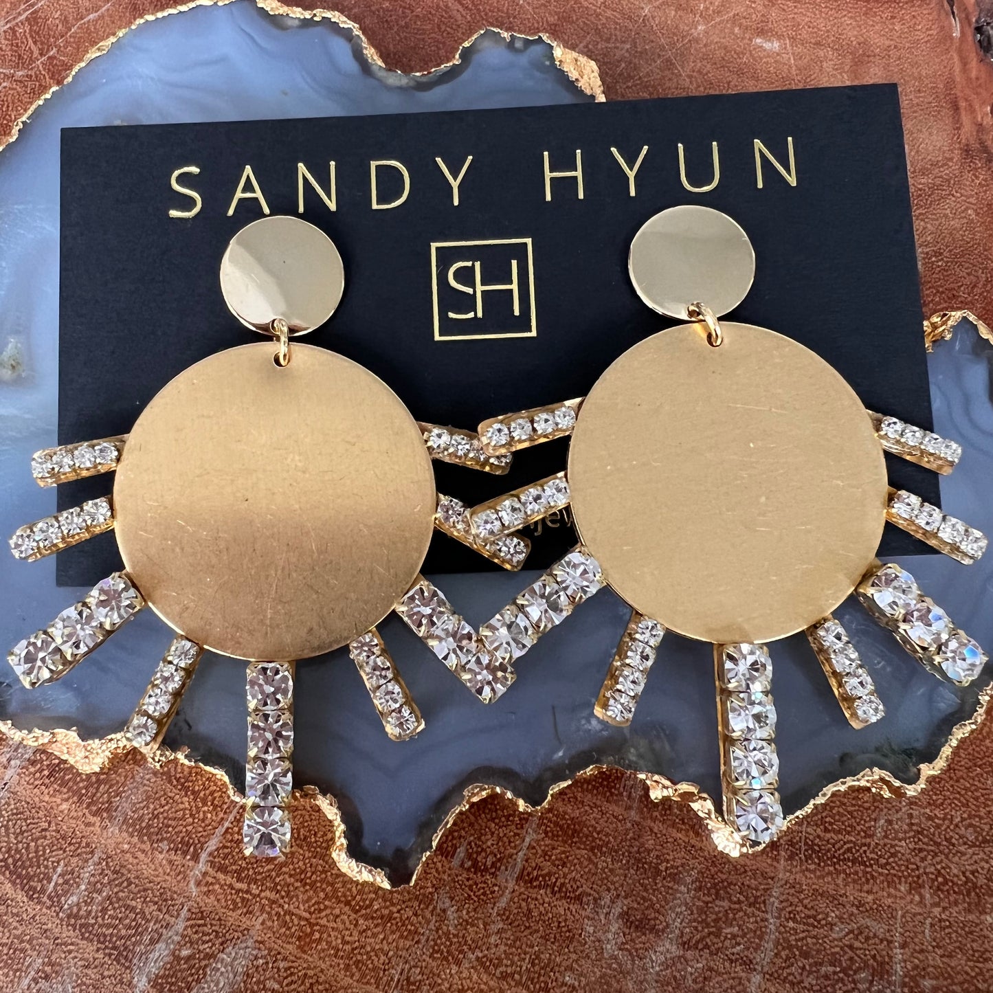 Sandy Hyun Crystal Starburst Earrings