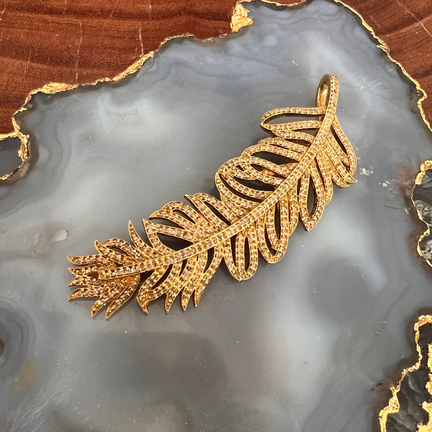 Evergreen Gold Diamond Feather Charm