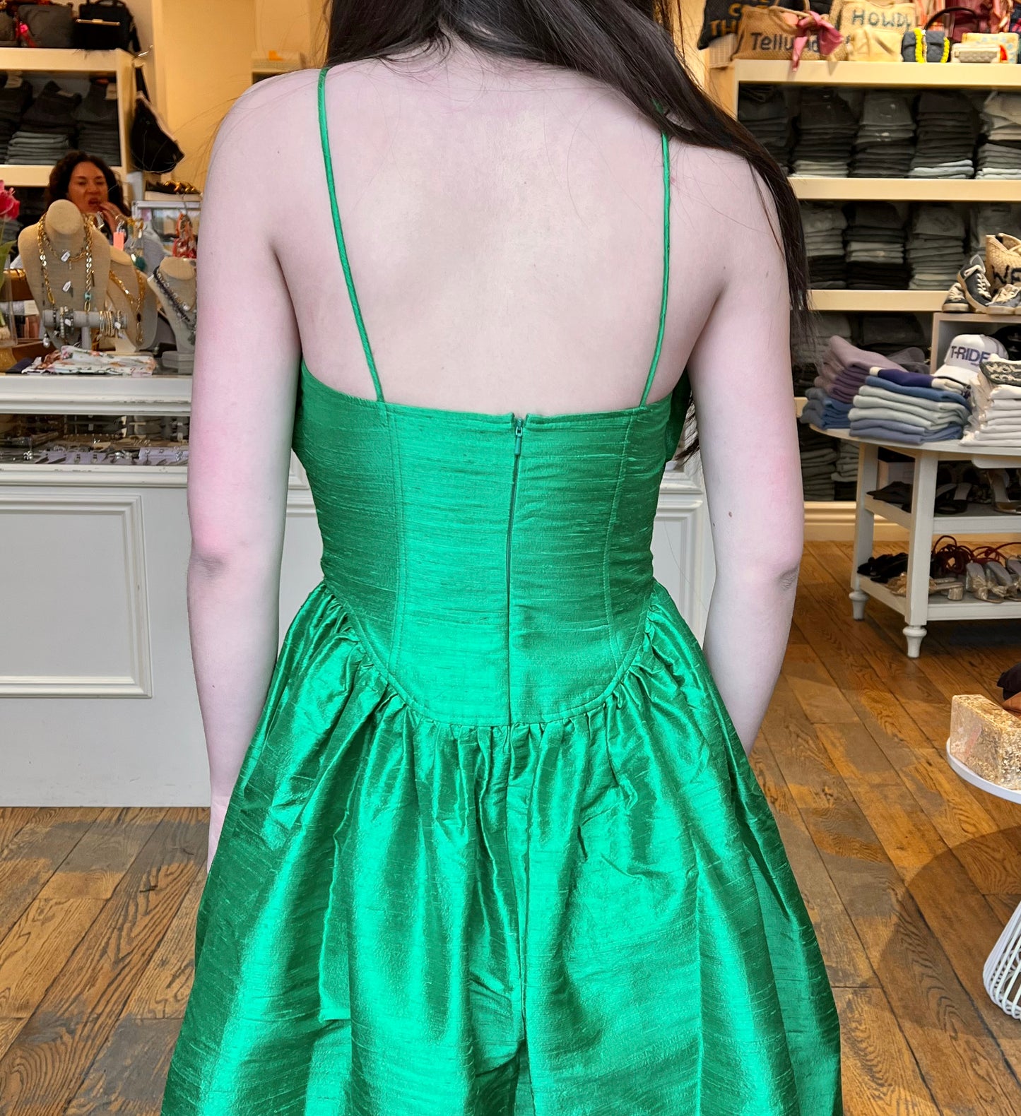 Mehtap Green Ruffle Dress