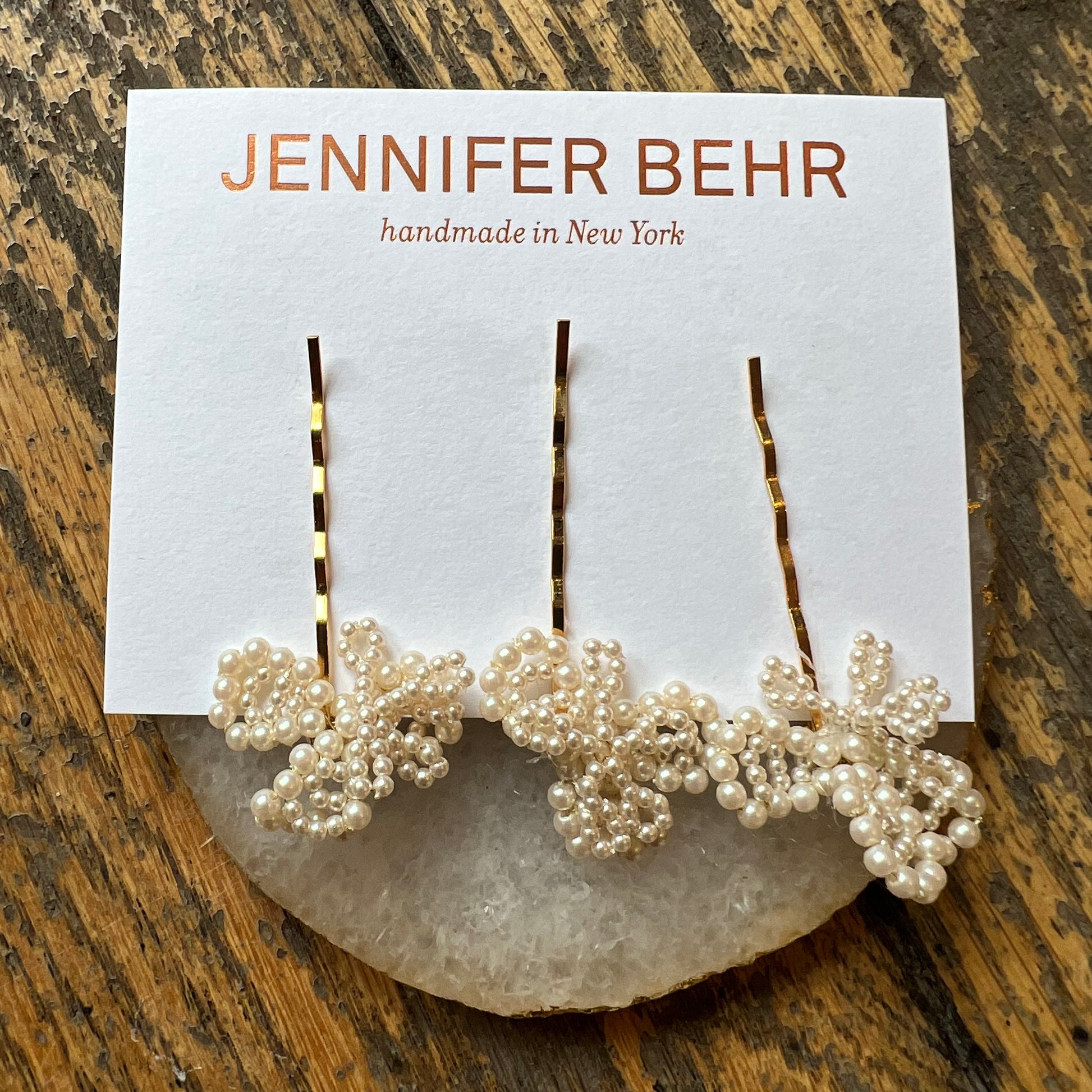 Jennifer BEHR Perla Bobby Pin Set, Pearl Gold
