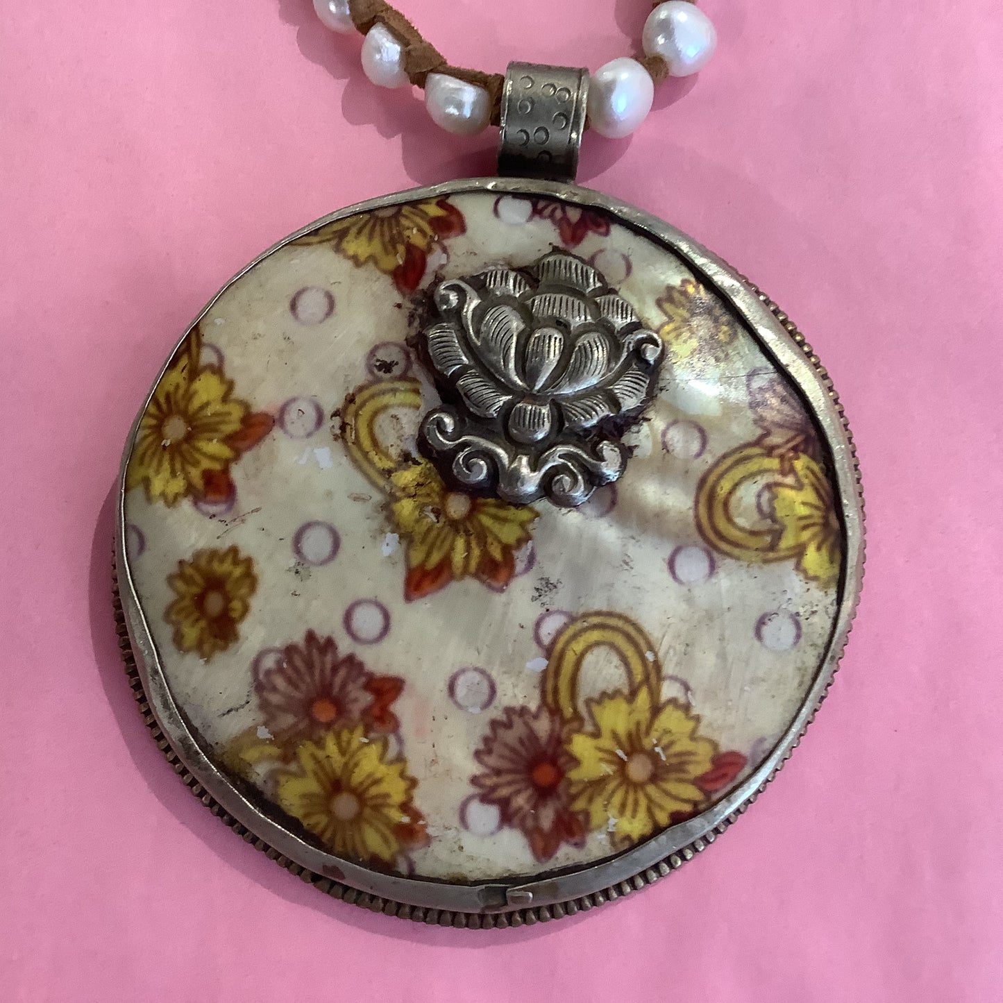 Tess Tibetan XLong Hand Painted Pendant Necklace