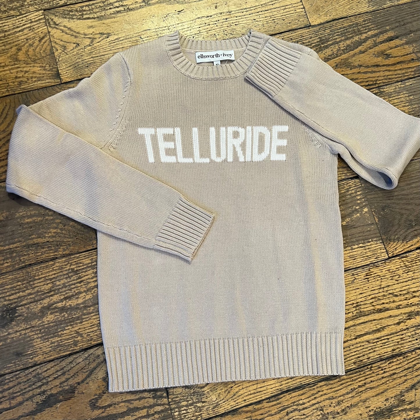 E&I Telluride Taupe/White Sweater