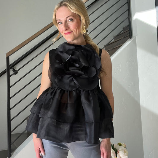 Cynthia Rowley Organza Flower Top